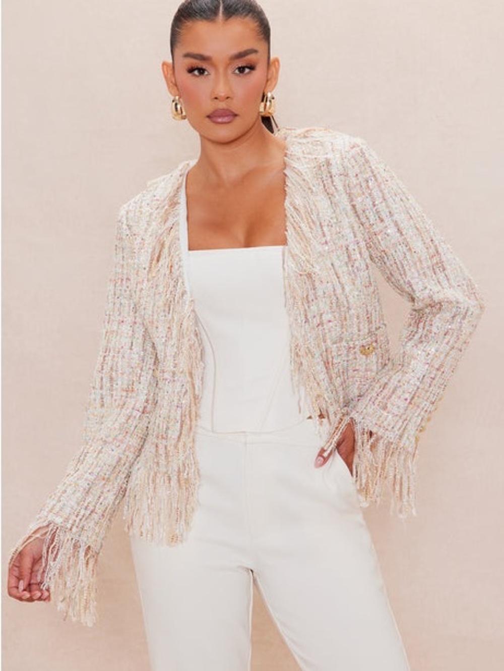 Fringed Tweed Blazer Sz S NWT!